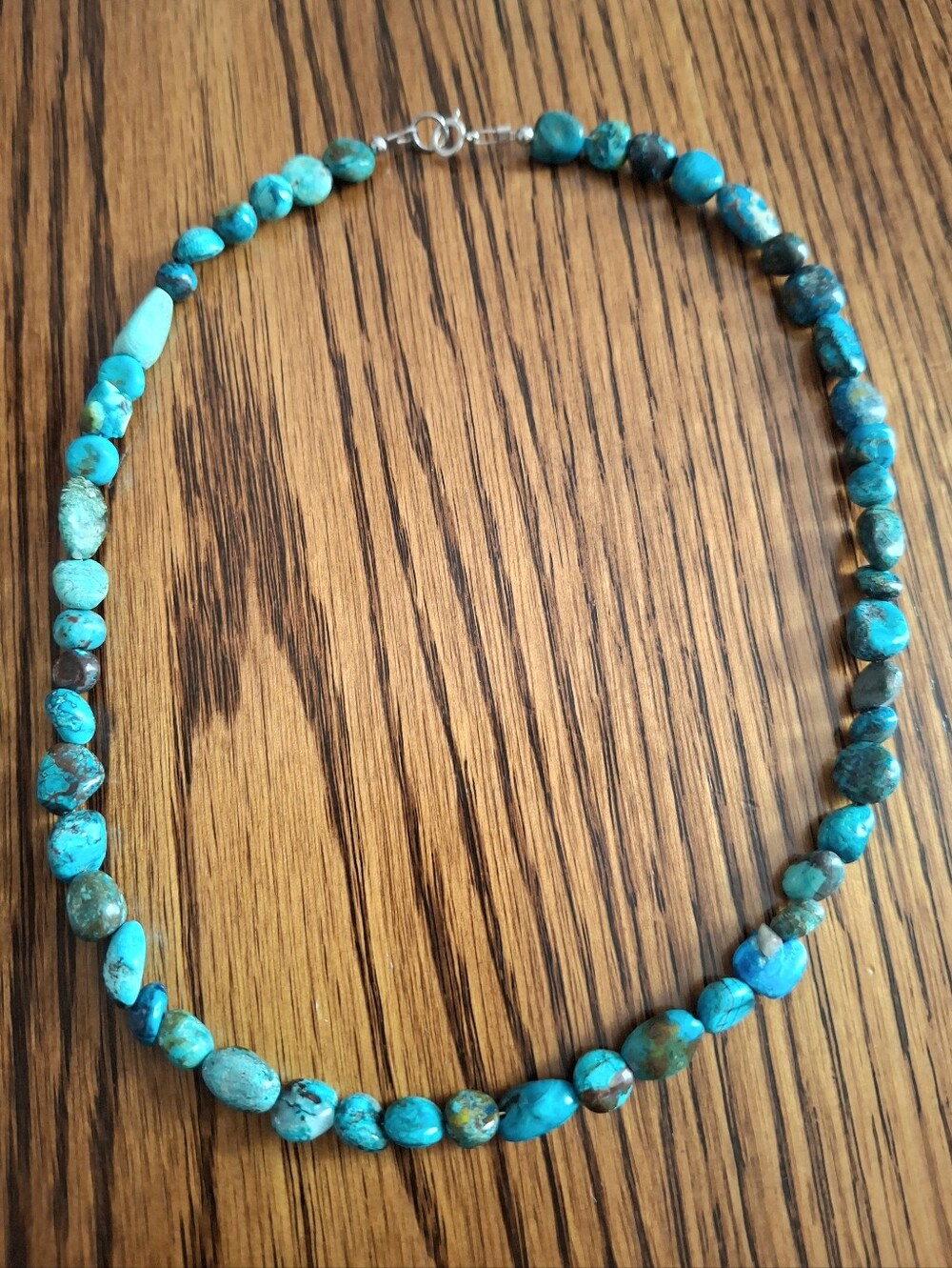 Turquoise And Chrysalite Natural Nugget Beads 16" Necklace